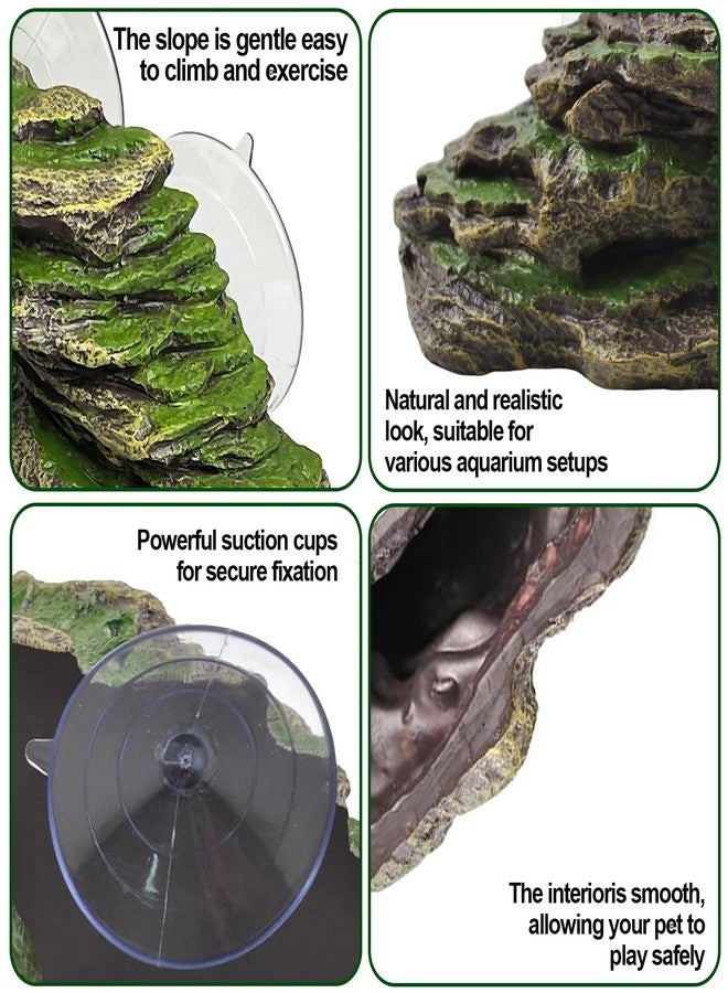 كاثسون منصة تشمس السلاحف من كاثسون، منحدر تسلق السلاحف من الصخر الزيتي مع أكواب شفط، ملحقات أحواض السلاحف المائية للسلاحف المائية والضفادع - Image 5